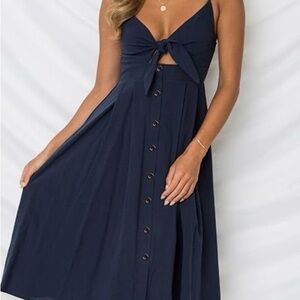 Chic Navy Midi Dress for Women